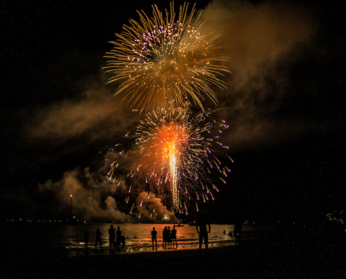 fireworks 4th of july on the beach on Anna Maria island florida